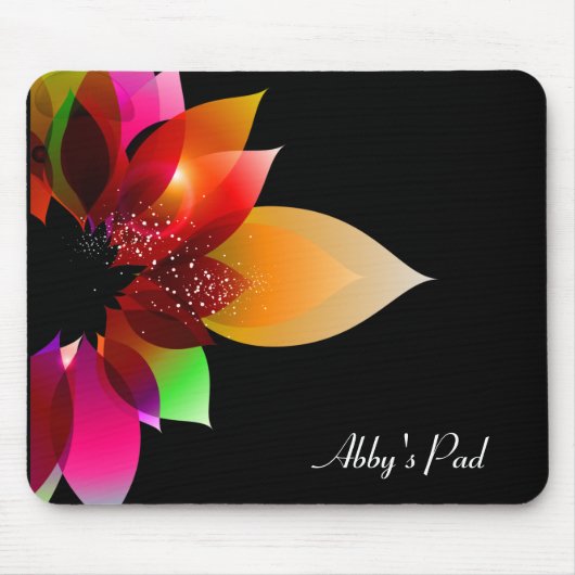Neon Rainbow Dahlia On Black Mousepad (Vorne)