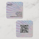 Neon Rainbow Design QR 7 Line Custom Quadratische Visitenkarte (Vorne/Hinten)