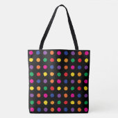 Neon Rainbow Dots auf schwarz Tasche (Vorderseite)