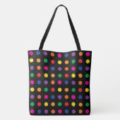 Neon Rainbow Dots auf schwarz Tasche (Rückseite)