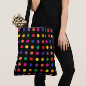 Neon Rainbow Dots auf schwarz Tasche (Von Nahem)