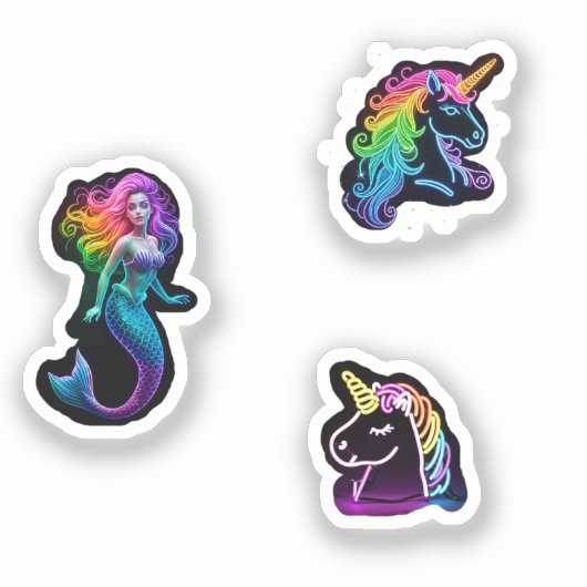 Neon Rainbow Fantasy Stickers Aufkleber (Vorderseite)