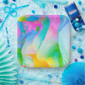 Neon Rainbow Fluid Abstrakt Pappteller (Party)