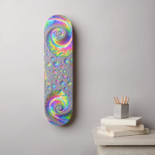 Neon Rainbow Fraktal Skateboard