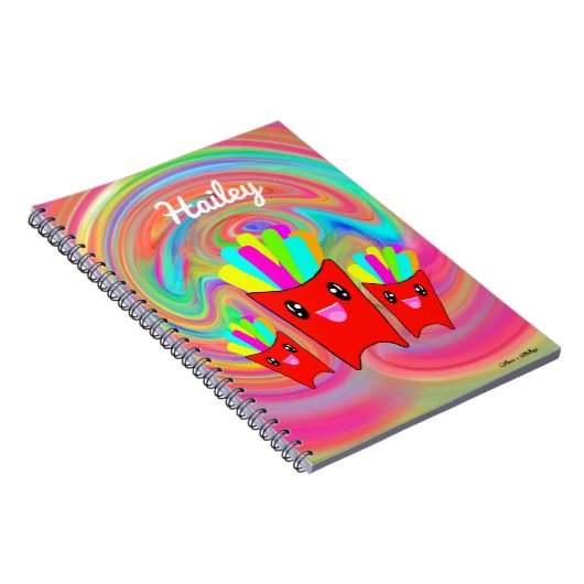 Neon Rainbow French Fries Spiral Foto Notebook Notizblock (Rechte Seite)