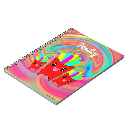 Neon Rainbow French Fries Spiral Foto Notebook Notizblock (Linke Seite)