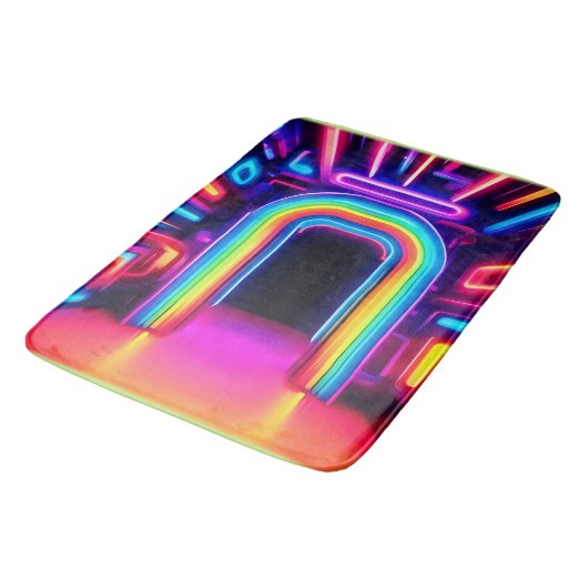Neon Rainbow Gateway Badematte (Schrägansicht)