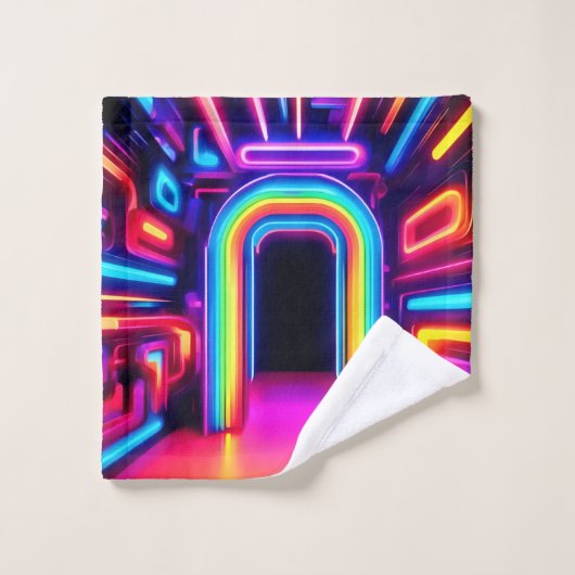 Neon Rainbow Gateway Badhandtuch Set (Waschlappen)