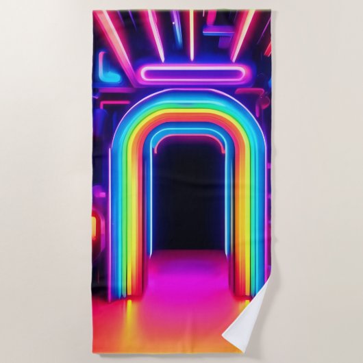 Neon Rainbow Gateway Strandtuch (Vorderseite)
