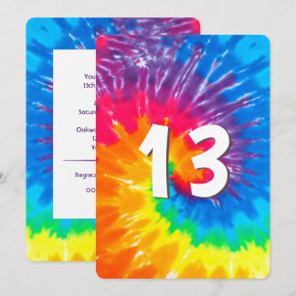 Neon Rainbow Gefärbte Krawatte 13. Geburtstag Einl Einladung