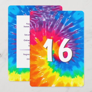 Neon Rainbow Gefärbte Krawatte 16. Geburtstag Einl Einladung