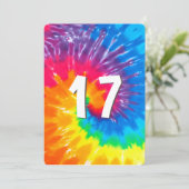 Neon Rainbow Gefärbte Krawatte 17. Geburtstag Einl Einladung (Stehend Vorderseite)