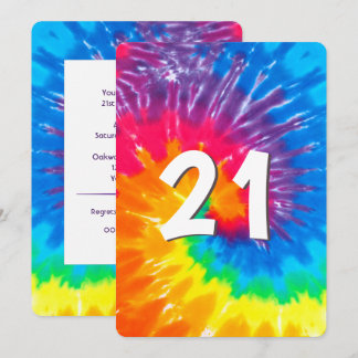 Neon Rainbow Gefärbte Krawatte 21. Geburtstag Einl Einladung