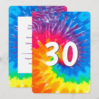 Neon Rainbow Gefärbte Krawatte 30. Geburtstag Einl Einladung