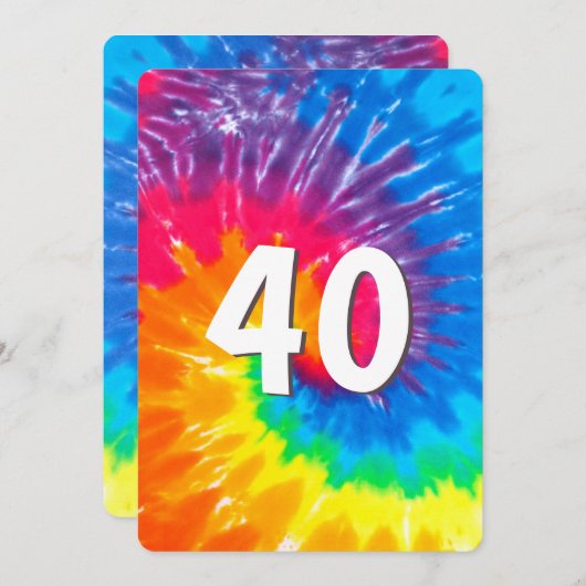 Neon Rainbow Gefärbte Krawatte 40. Geburtstag Einl Einladung (Vorne/Hinten)