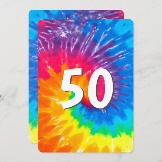 Neon Rainbow Gefärbte Krawatte 50. Geburtstag Einl Einladung (Vorne/Hinten)