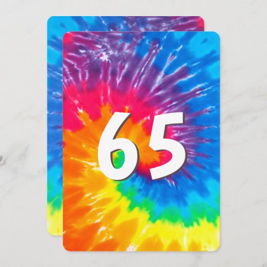 Neon Rainbow Gefärbte Krawatte 65. Geburtstag Einl Einladung (Vorne/Hinten)