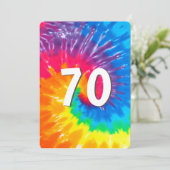 Neon Rainbow Gefärbte Krawatte 70. Geburtstag Einl Einladung (Stehend Vorderseite)