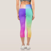 Neon Rainbow Gradient Abstrakt Capri Leggings (Rückseite)