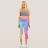 Neon Rainbow Gradient Abstrakt Capri Leggings (Vorderseite)