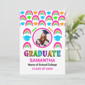 Neon Rainbow Graduate 2 Foto Abschluss Ankündigung (Stehend Vorderseite)