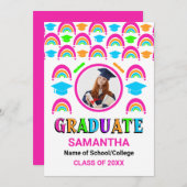 Neon Rainbow Graduate 2 Foto Abschluss Ankündigung (Vorne/Hinten)