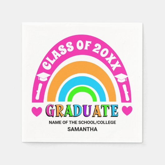 Neon Rainbow Graduation Party Serviette (Vorderseite)