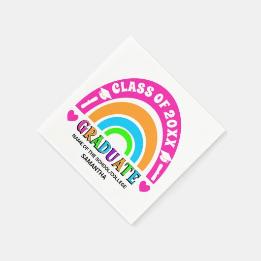 Neon Rainbow Graduation Party Serviette (Ecke)