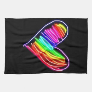 Neon Rainbow Heart T - Shirt Liebe Pride LGBQT Kun Geschirrtuch