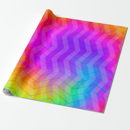 Neon Rainbow Herringbone Gift Bag Geschenkpapier (Ungerollt)