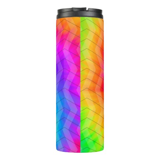 Neon Rainbow Herringbone Gift Bag Thermosbecher (Rückseite)