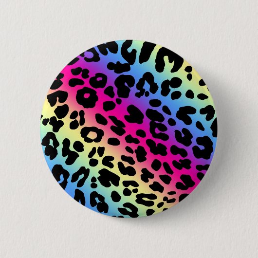 Neon Rainbow Leopard Muster drucken Button (Vorderseite)