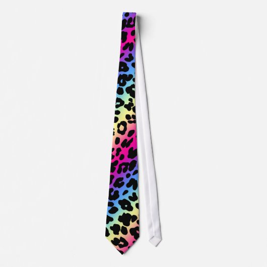 Neon Rainbow Leopard Muster drucken Krawatte (Vorderseite)
