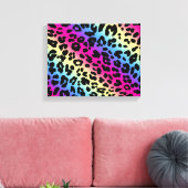 Neon Rainbow Leopard Muster drucken Leinwanddruck (Insitu (Wohnzimmer))