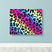 Neon Rainbow Leopard Muster drucken Leinwanddruck (Insitu (Holzboden))