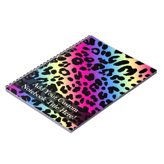 Neon Rainbow Leopard Muster drucken Notizblock (Linke Seite)