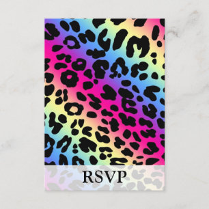 Neon Rainbow Leopard Muster drucken RSVP Karte
