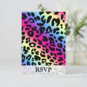 Neon Rainbow Leopard Muster drucken RSVP Karte (Stehend Vorderseite)