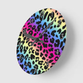 Neon Rainbow Leopard Muster drucken Runde Wanduhr (Winkel)