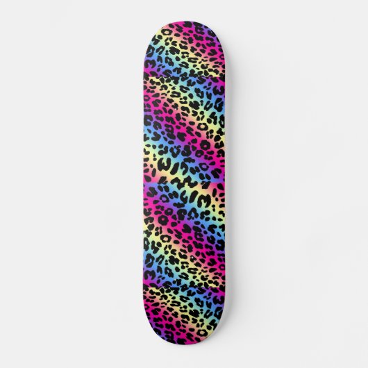 Neon Rainbow Leopard Muster drucken Skateboard (Vorderseite)