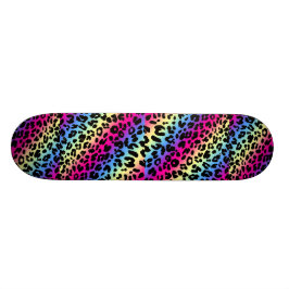 Neon Rainbow Leopard Muster drucken Skateboard