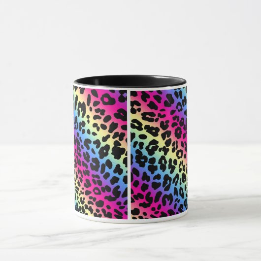 Neon Rainbow Leopard Muster drucken Tasse (Zentrum)