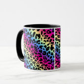 Neon Rainbow Leopard Muster drucken Tasse (Vorderseite Links)