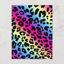 Neon Rainbow Leopard Muster Print Postkarte