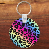 Neon Rainbow Leopard Pattern Print Schlüsselanhänger (Vorderseite)