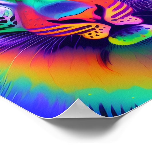 Neon Rainbow Leopard Poster (Ecke)
