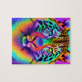 Neon Rainbow Leopard Puzzle (Horizontal)
