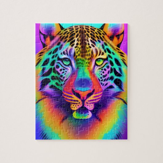 Neon Rainbow Leopard Puzzle (Vertikal)