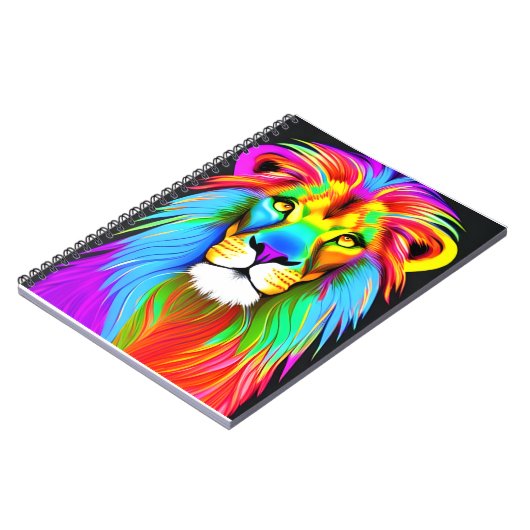 Neon Rainbow Lion Notizblock (Linke Seite)