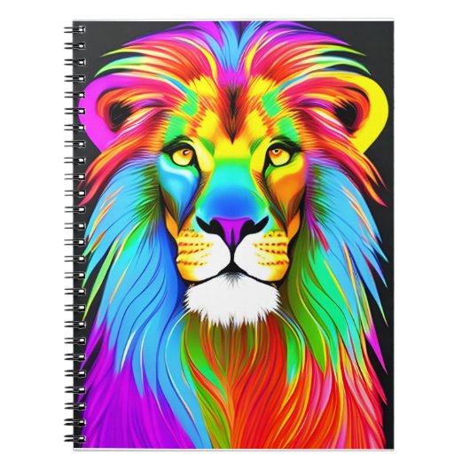 Neon Rainbow Lion Notizblock (Vorderseite)